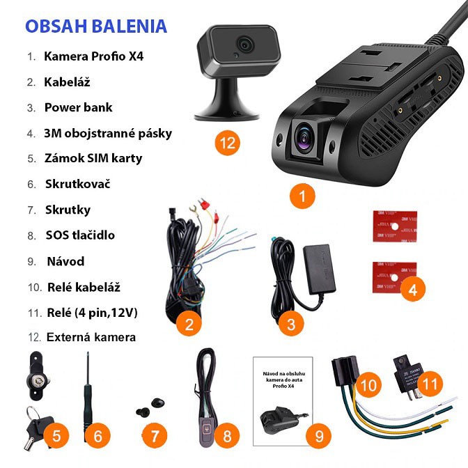 kamera do auta profio x4 obsah balenia