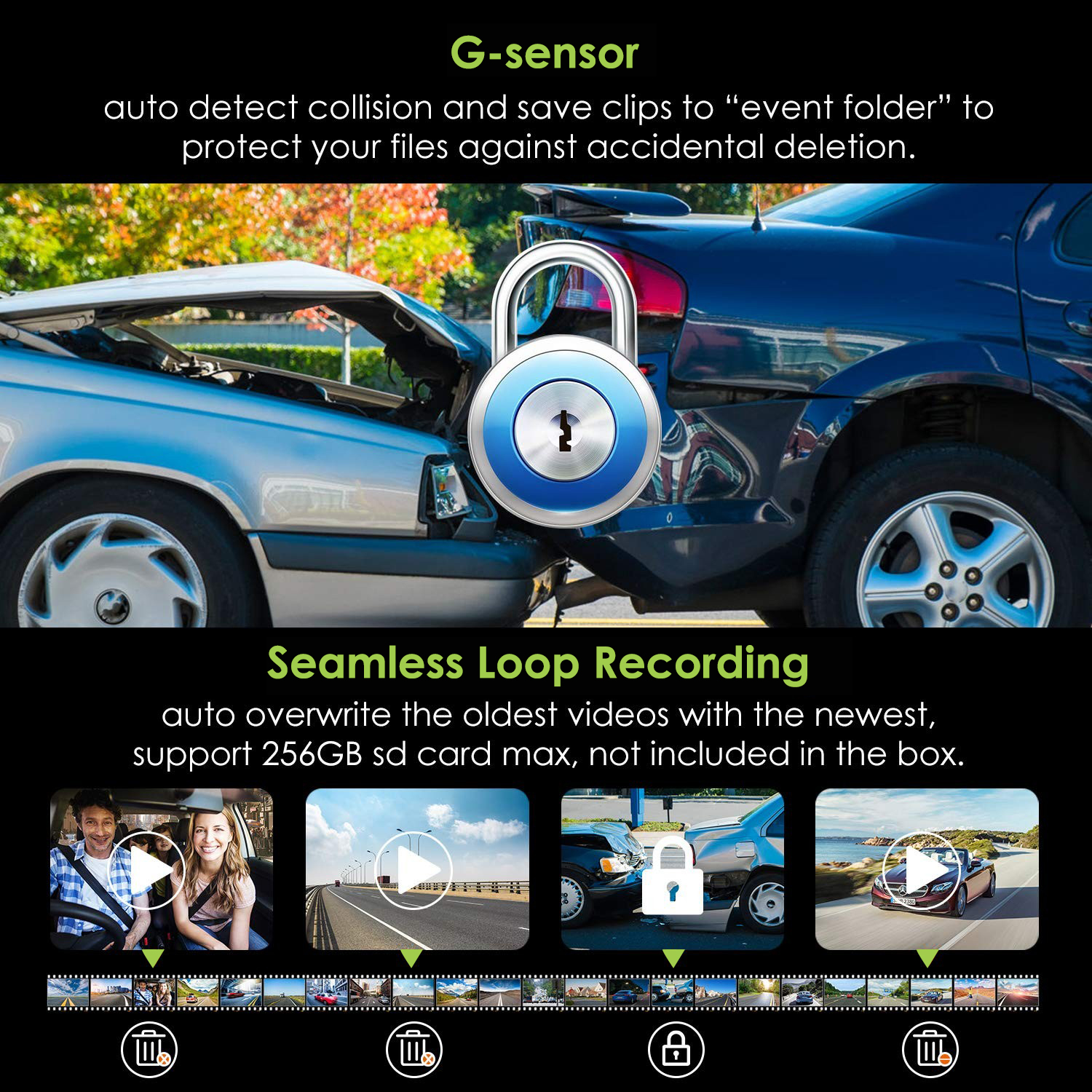 G-senzor ochrana dát pri náraze - DOD kamery do auta